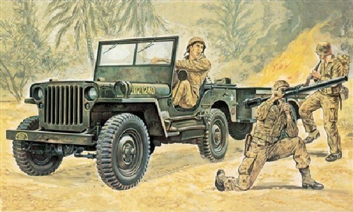 Italeri - Willys Mb Jeep Med Trailer Byggesæt - 1:35 - 314