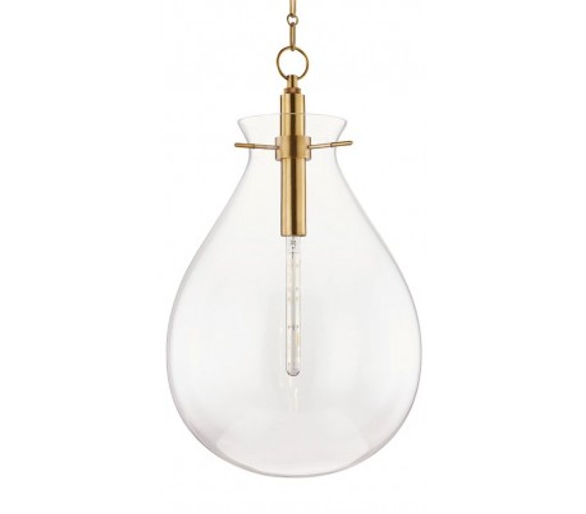 Ivy Loftlampe i stål og glas Ø46 cm 1 x E27 - Antik messing/Klar