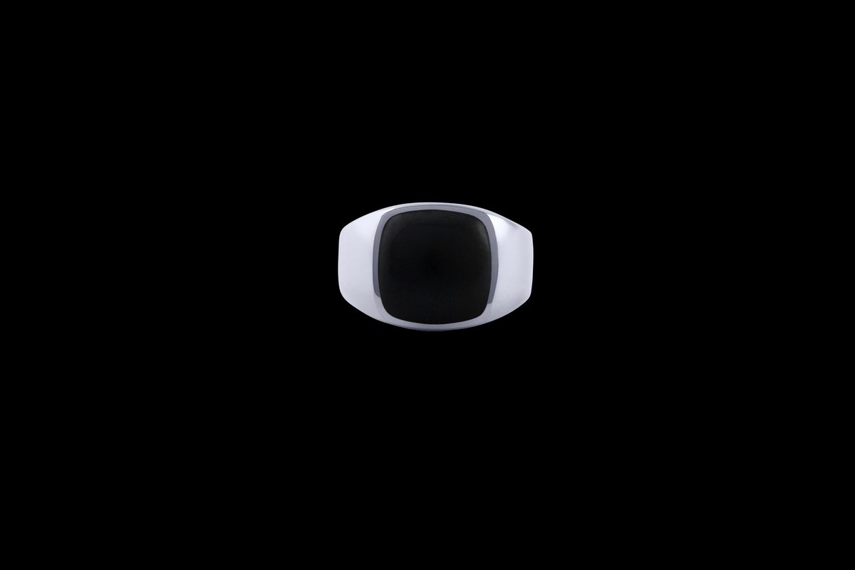 IX Cushion Signet Ring Black Onyx Silver