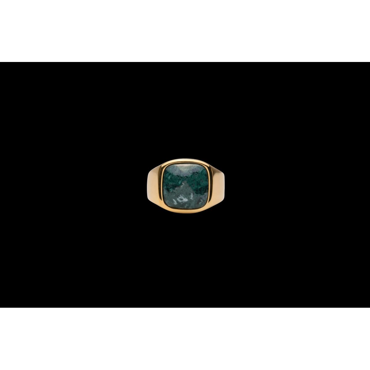 IX Cushion Signet Ring Green Marble