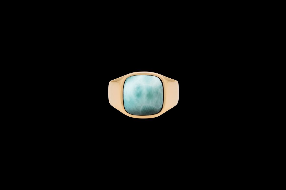 IX Cushion Signet Ring Larimar