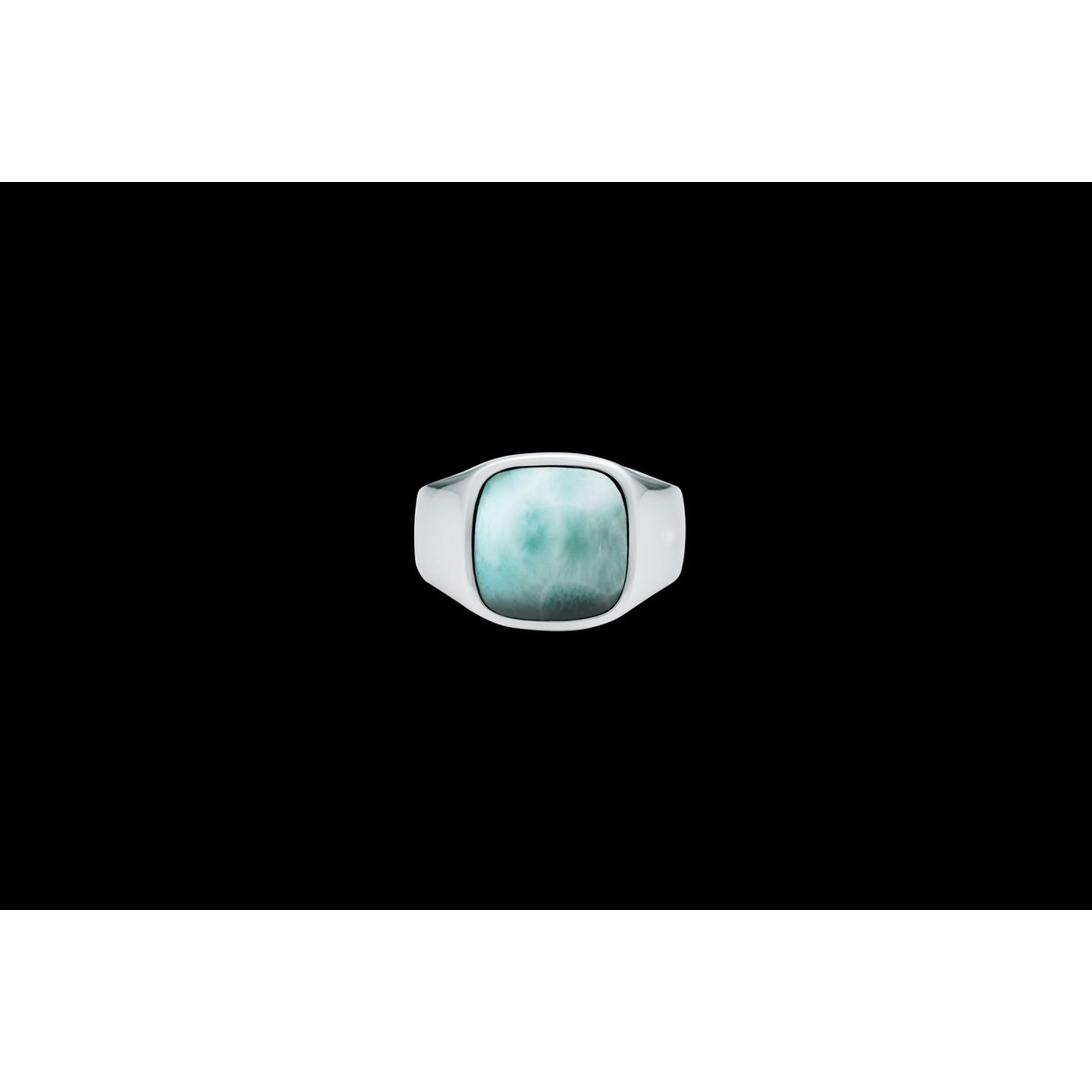 IX Cushion Signet Ring Larimar Silver