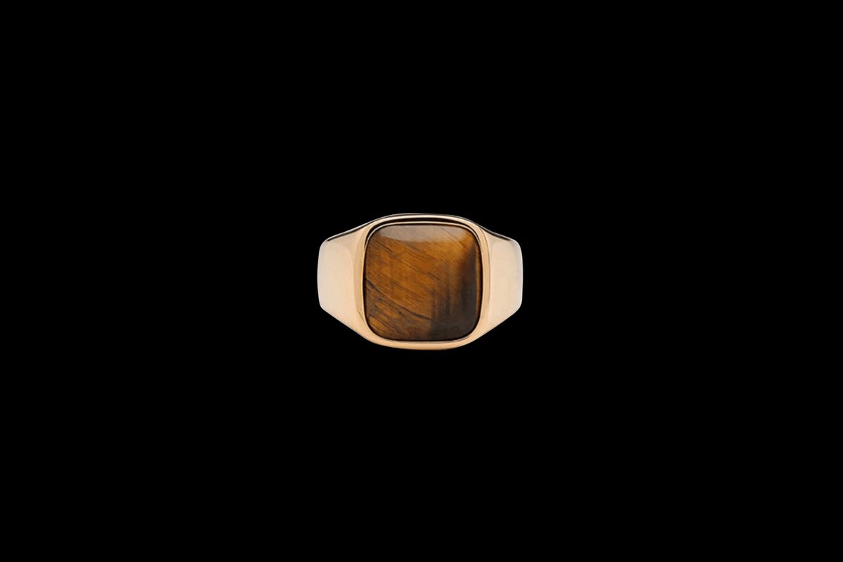 IX Cushion Signet Ring Tiger Eye