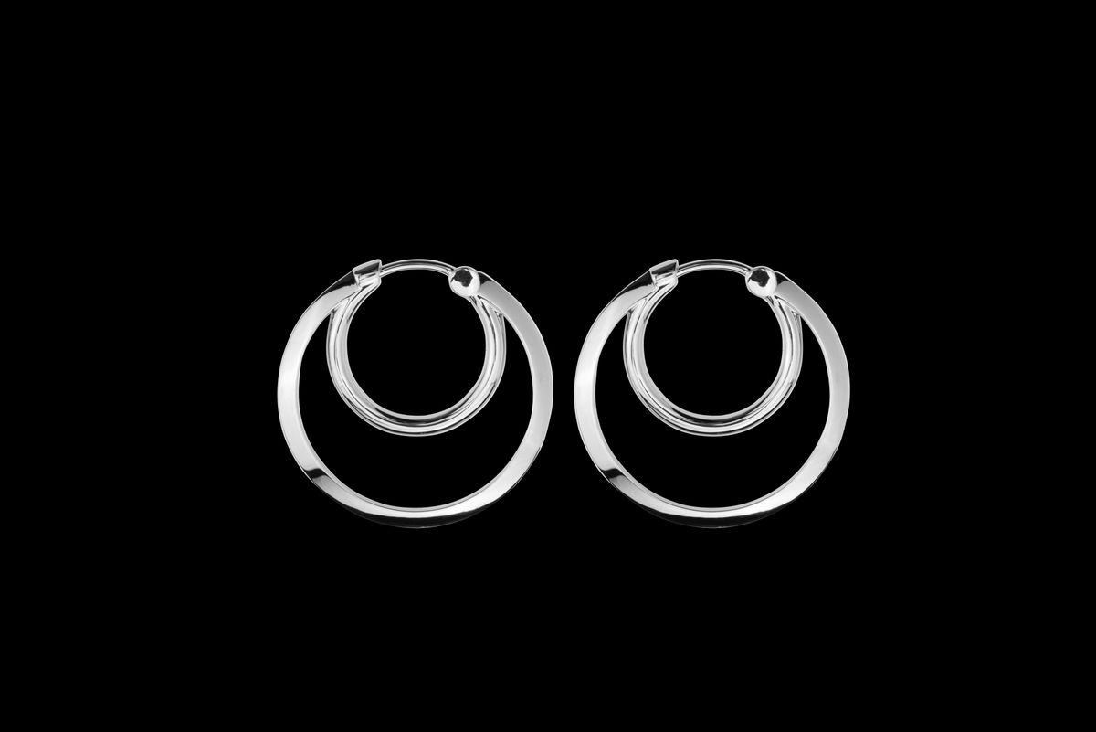 IX Double Hoops Silver