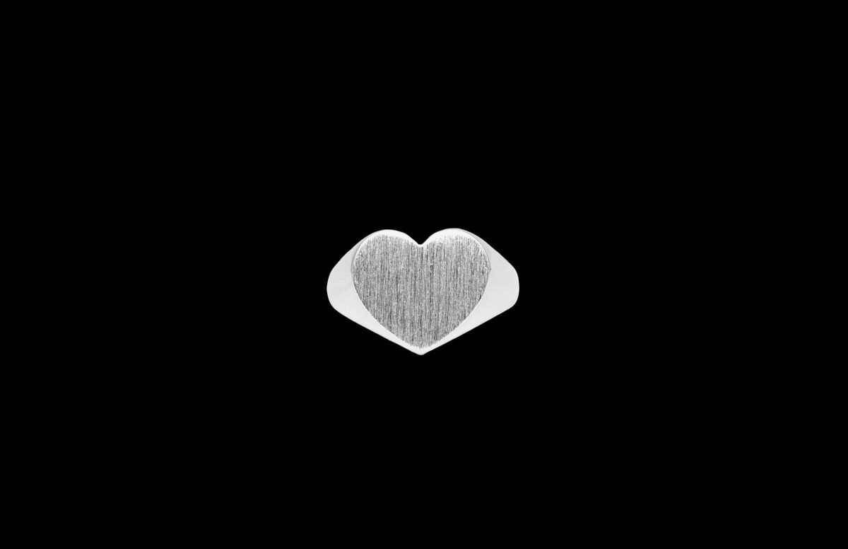 IX Heart Signet Ring Silver