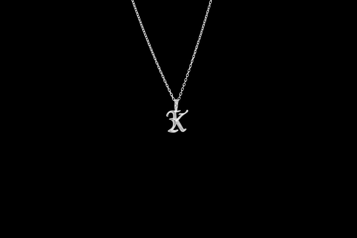 IX K Letter Charm Silver