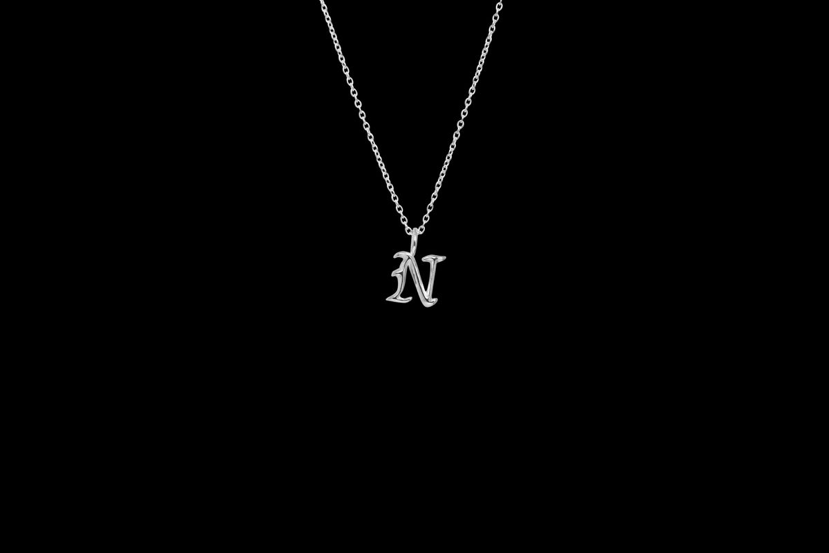 IX N Letter Charm Silver