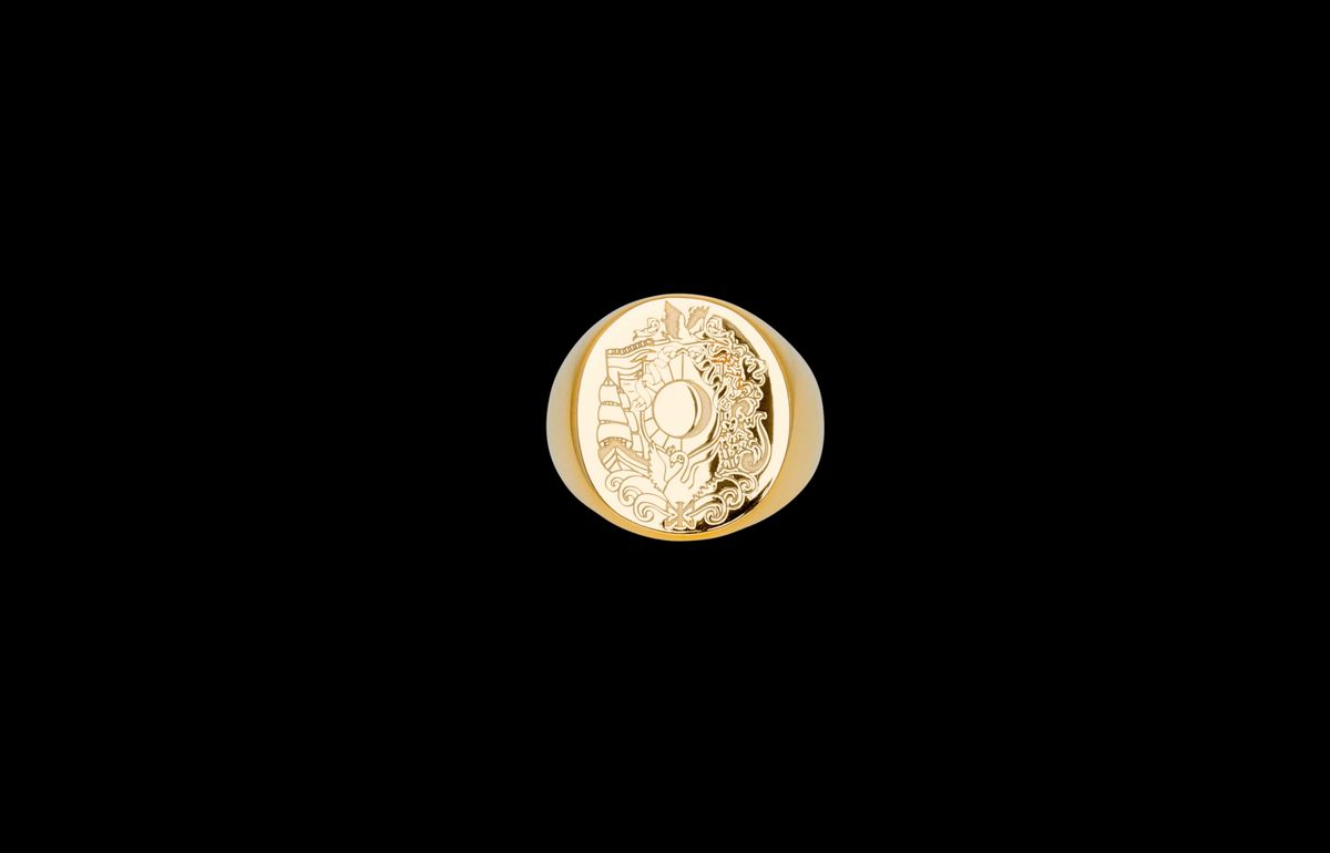 IX Oval Family Crest Signet Ring