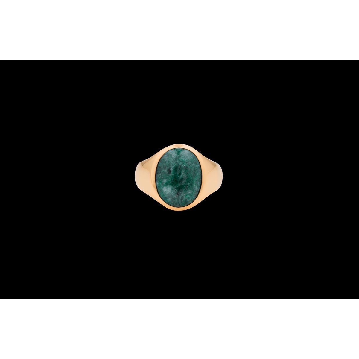 IX Oval Signet Ring Green Marble