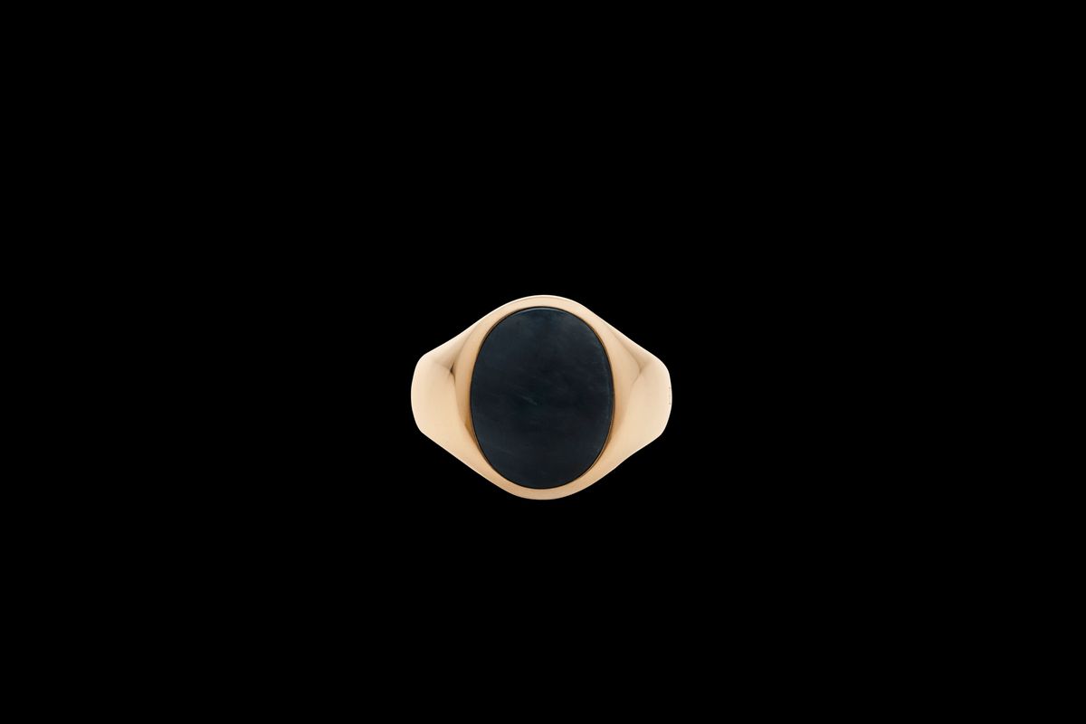 IX Oval Signet Ring Hawks Eye