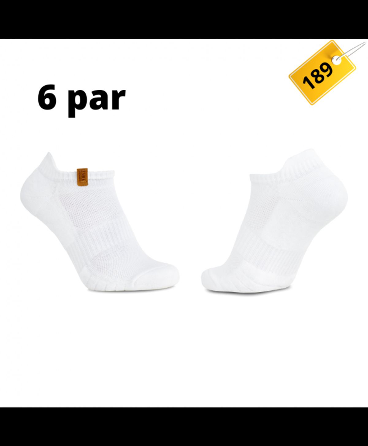 iZ Sock 6pak sports ankelstrømper i hvid m.bomuld