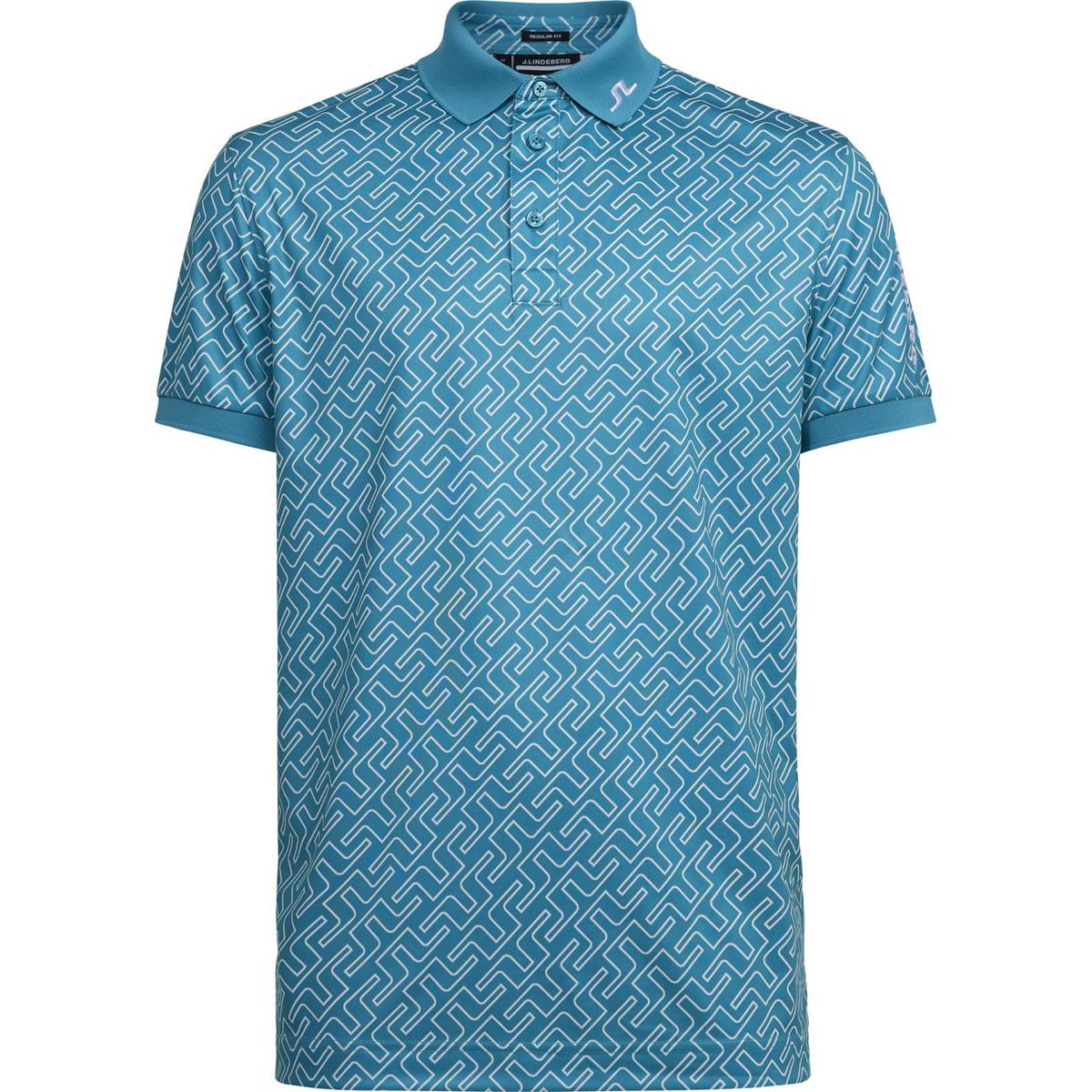 J. Lindeberg Tour Tech Regular Fit Print Herre Poloshirt - Enamel Blue Bridge Monogram - Str. S