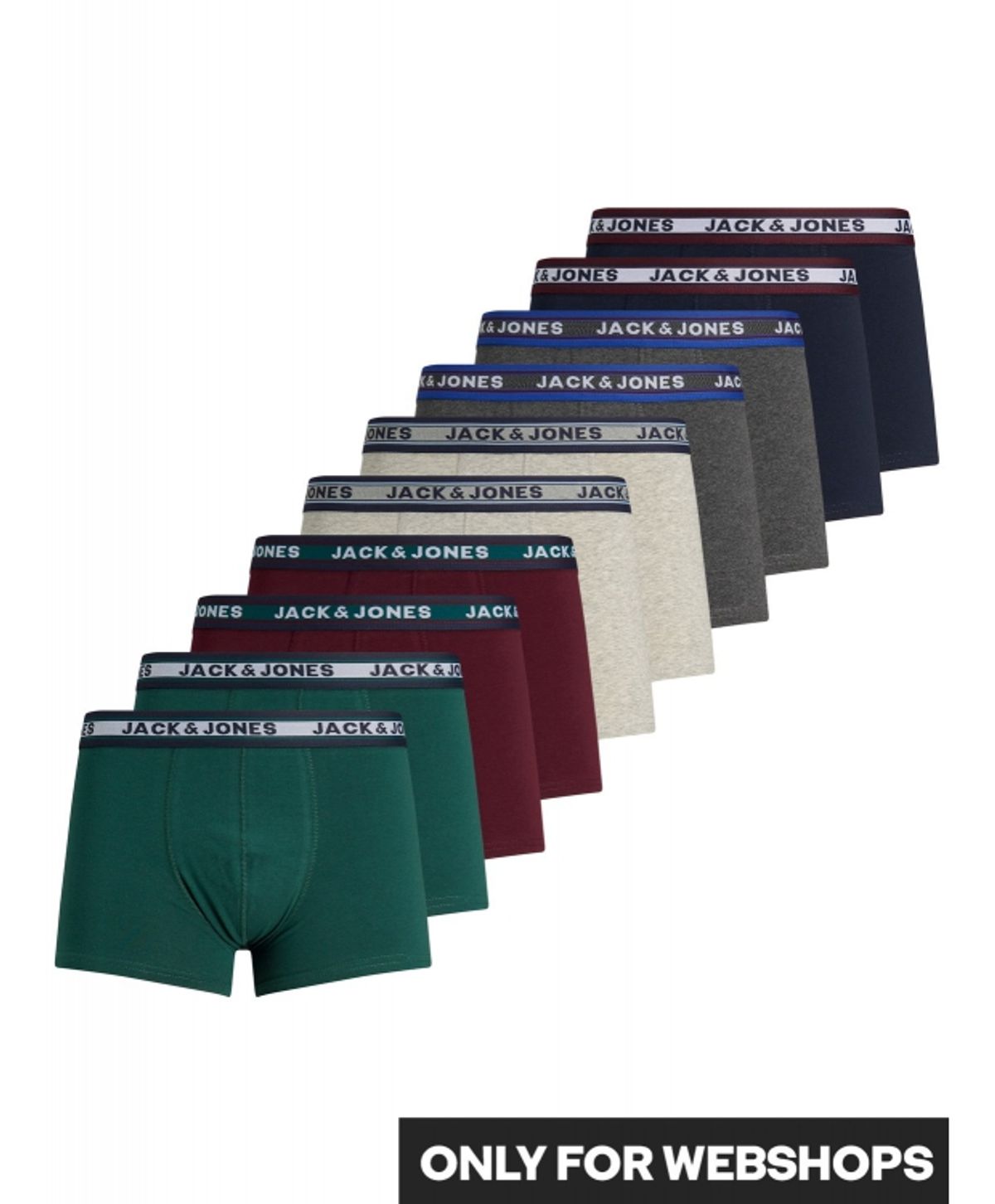 Jack & Jones 10pak boxershorts i multifarvet til herre.