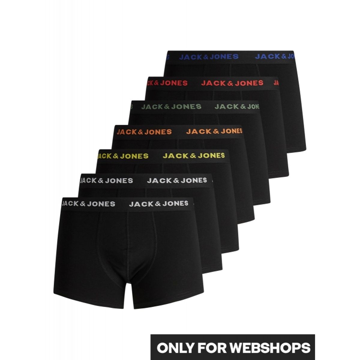 Jack & Jones 7pak boxershorts med forskellig farvet logo i sort til herre