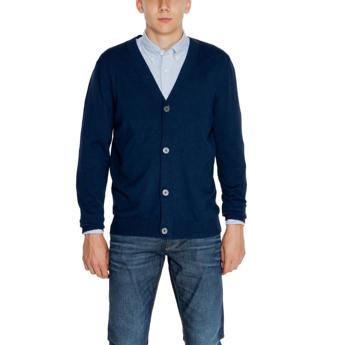 Jack Jones Blue Cotton Cardigan