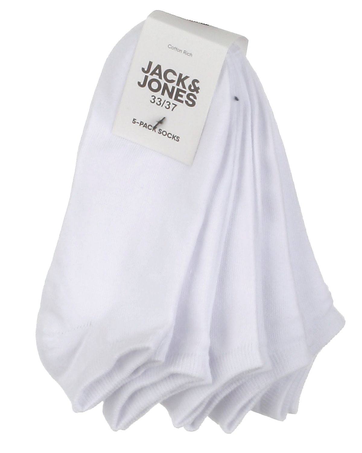 Jack & Jones JR 5-pak footies, Dongo, hvid - 35+ - 33/37