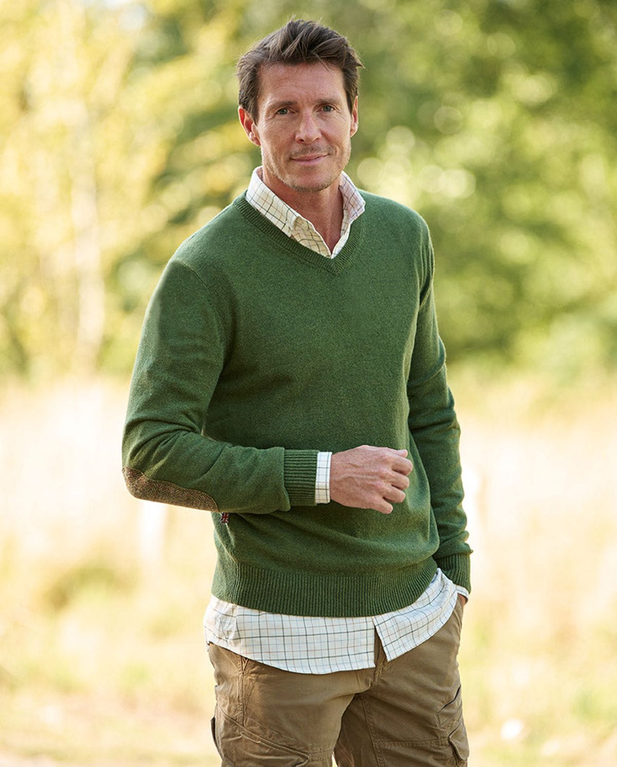 Jack pullover v-hals normal fit, herre, merinould, racing green - L