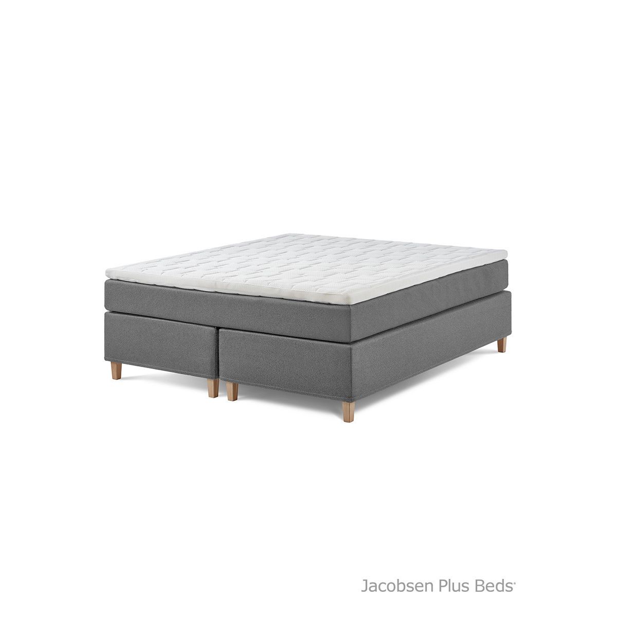 Jacobsen Plus Beds Kontinental Lux seng, Grå (180 x 200 cm, Medium/fast)