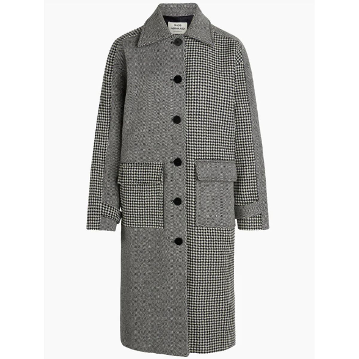 Jamil Coat Bonded Wool - Black/White - Mads Nørgaard - Mønstret L