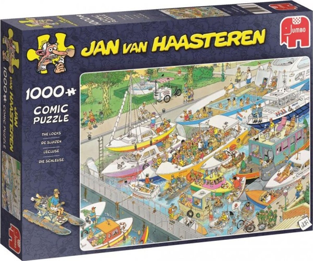 Jan Van Haasteren Puslespil - 1000 Brikker - Bådkaos Ved Havnen