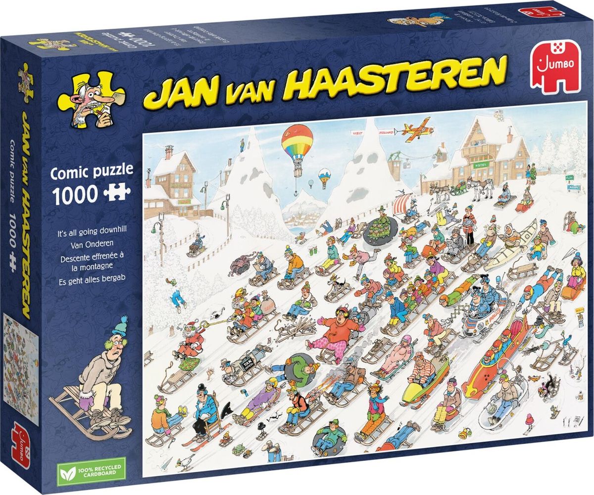 Jan Van Haasteren Puslespil - 1000 Brikker - It's All Going Downhill