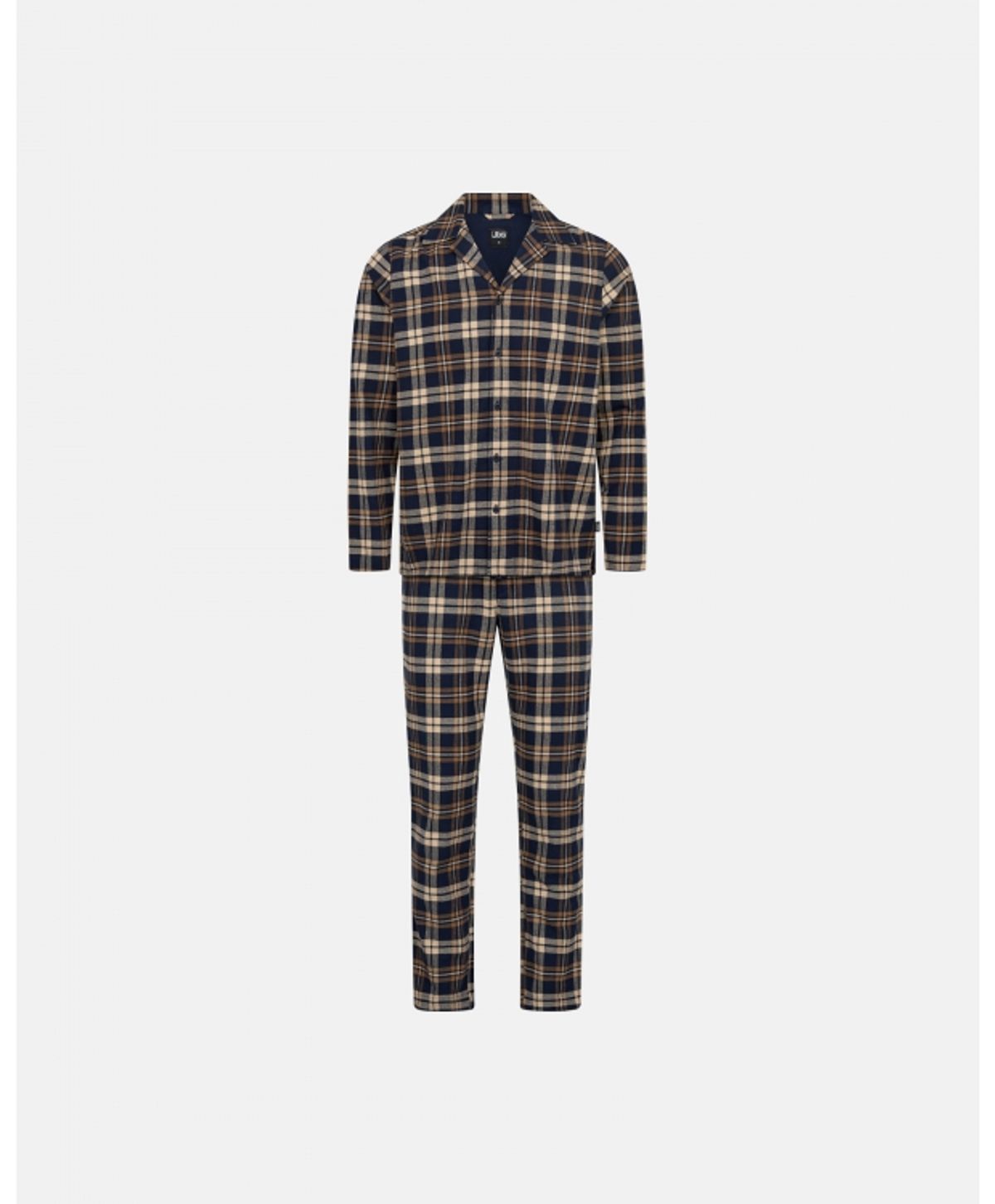 JBS Pyjamas Flannel i navy og brun til herre