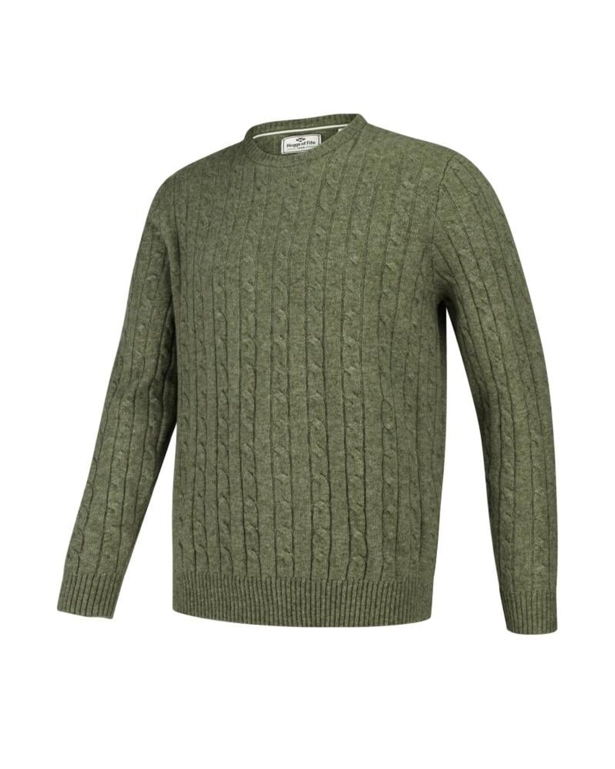 Jedburgh Crew Neck Cable Pullover, timiangrøn - L (43-44)