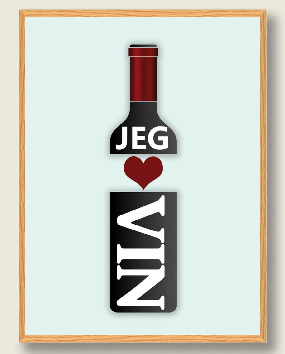 Jeg elsker vin - plakat (Størrelse: L - 50x70cm (B2))