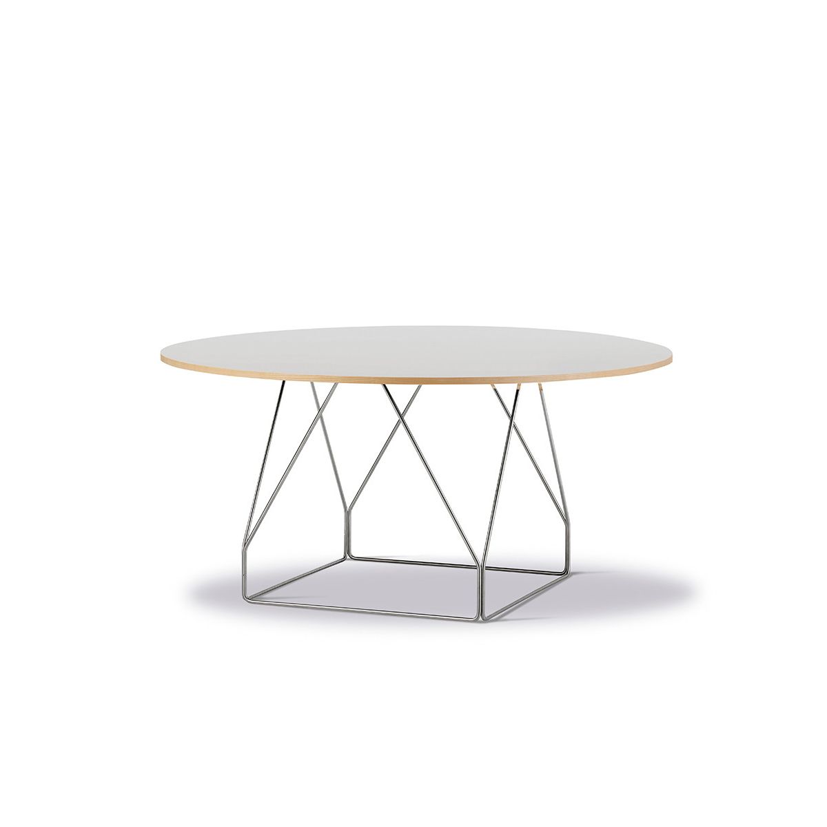 JG Table Ø140 cm fra Fredericia Furniture (Grå linoleum med natur ask kant, Sort stål)