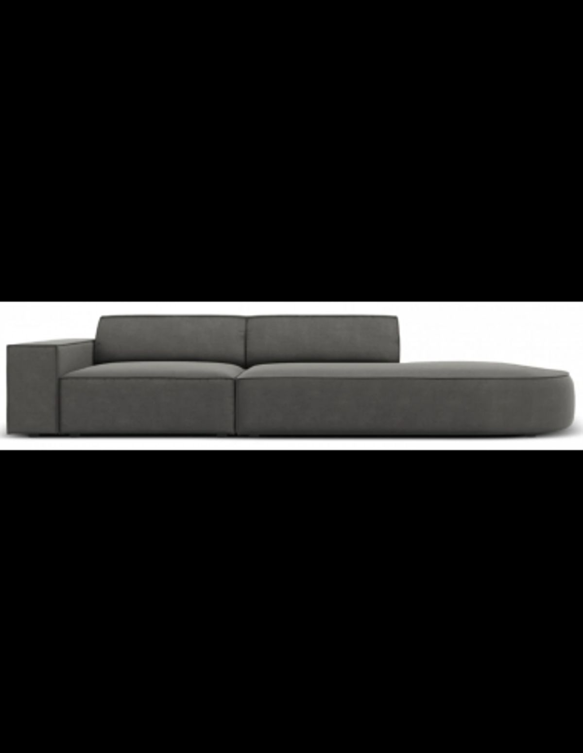 Jodie højrevendt 3-personers sofa i velour B262 x D102 cm - Sort/Lysegrå