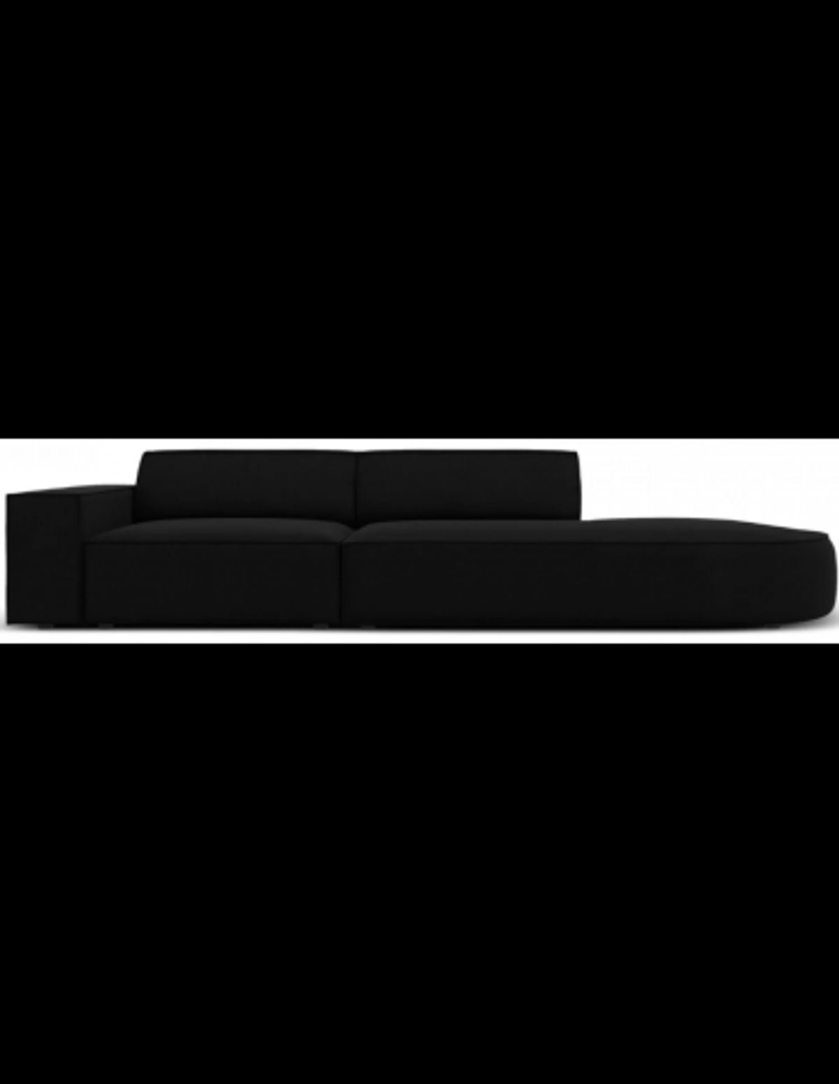 Jodie højrevendt 3-personers sofa i velour B262 x D102 cm - Sort/Sort