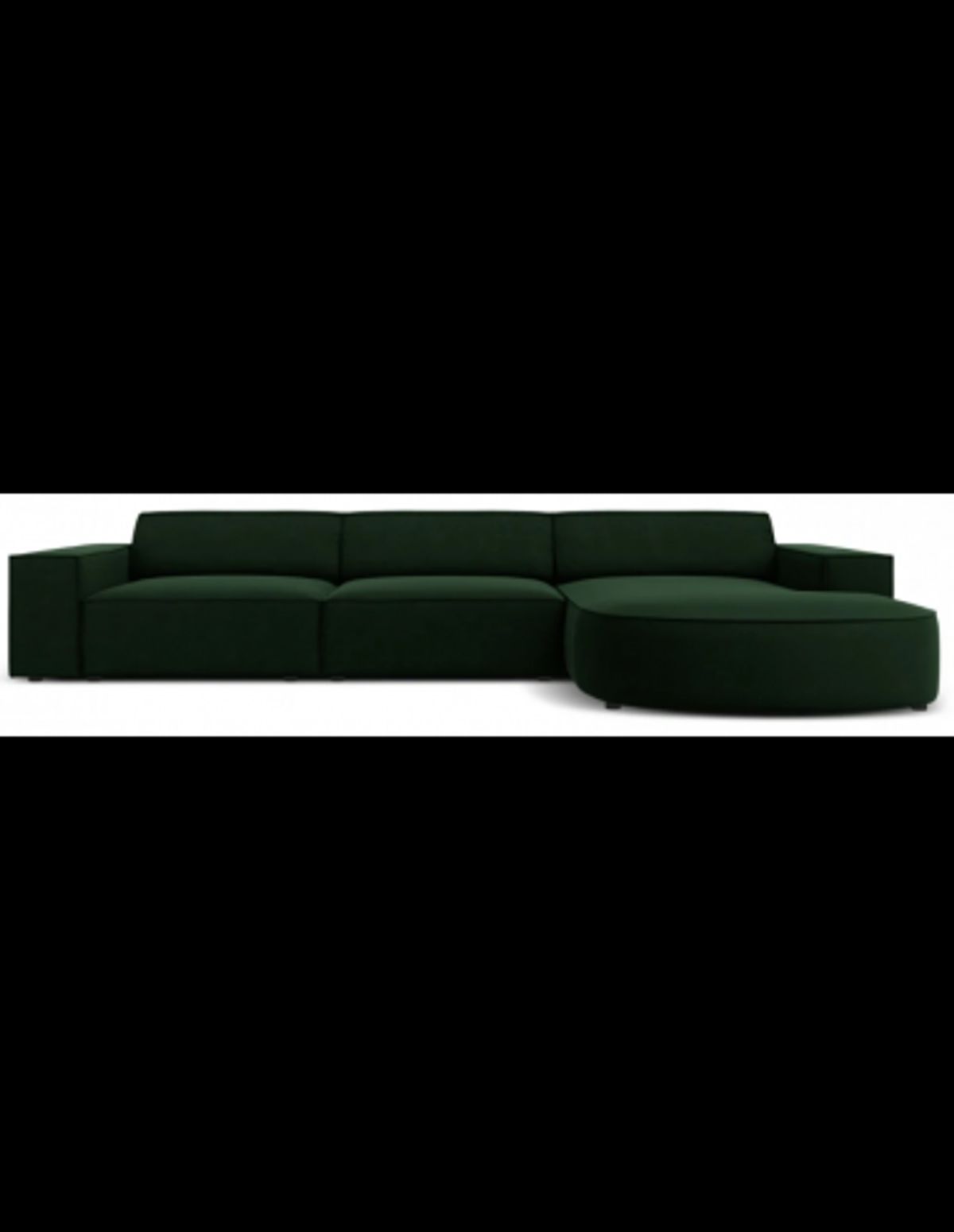 Jodie højrevendt chaiselong sofa i velour B284 x D166 cm - Sort/Flaskegrøn