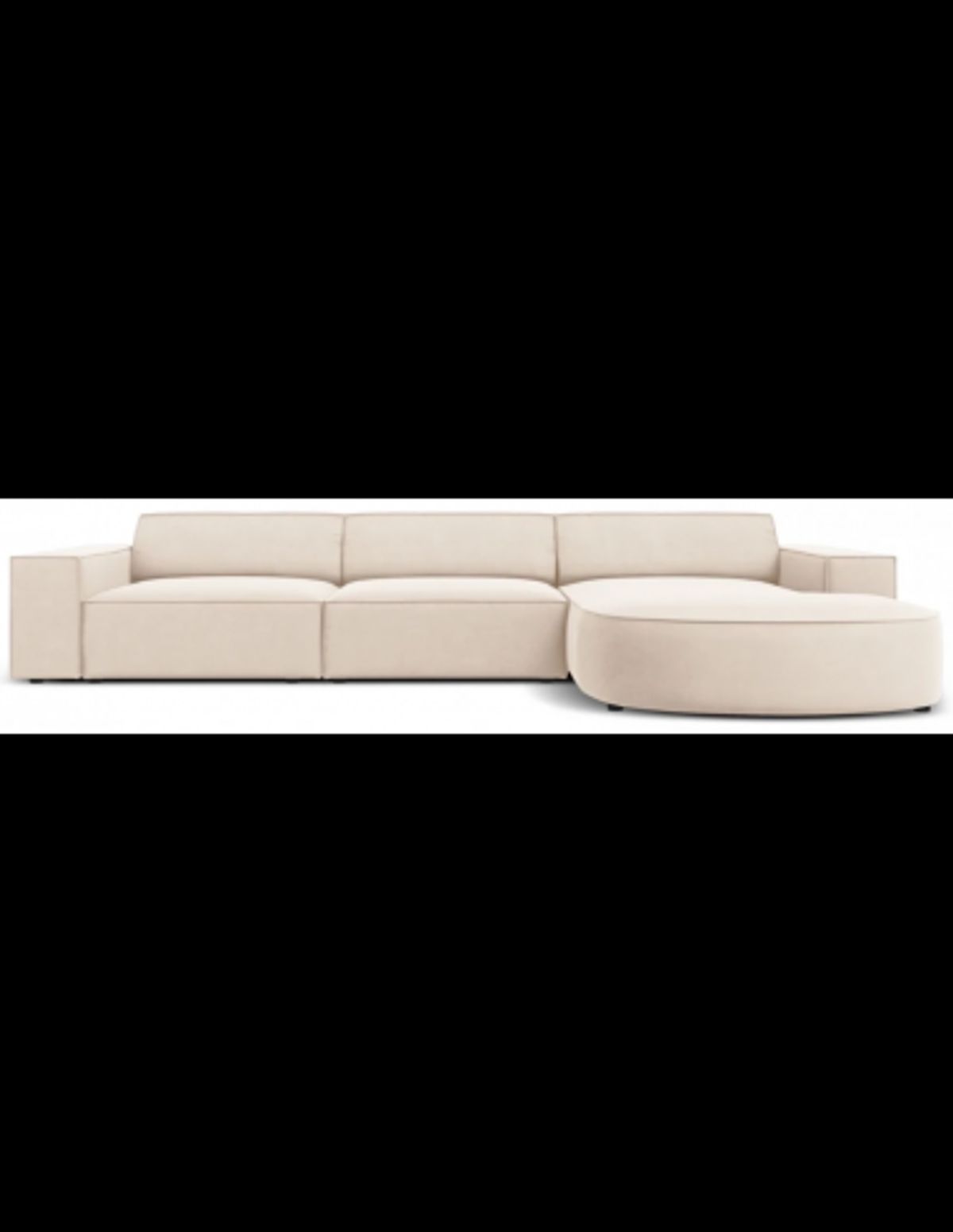 Jodie højrevendt chaiselong sofa i velour B284 x D166 cm - Sort/Lys beige