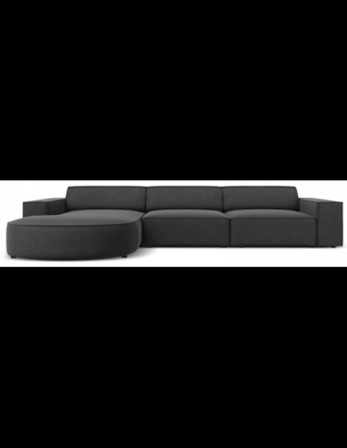 Jodie venstrevendt chaiselong sofa i velour B284 x D166 cm - Sort/Grå