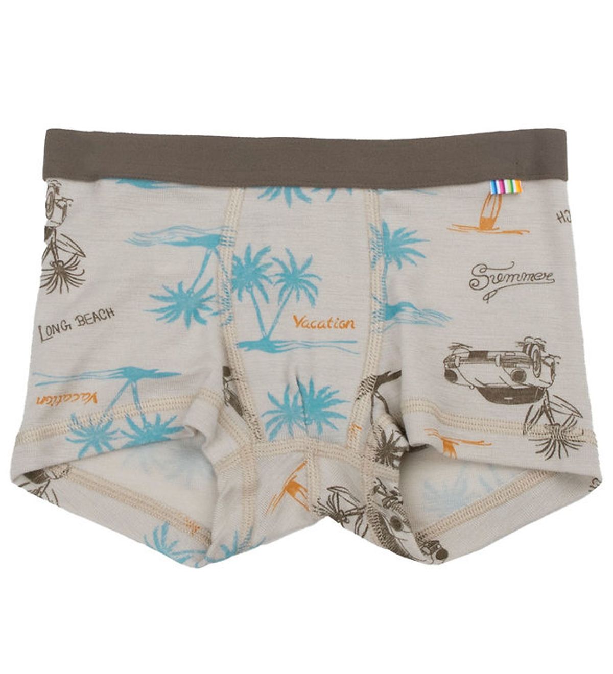 Joha Boxershorts - Uld/Silke - Beige m. Print