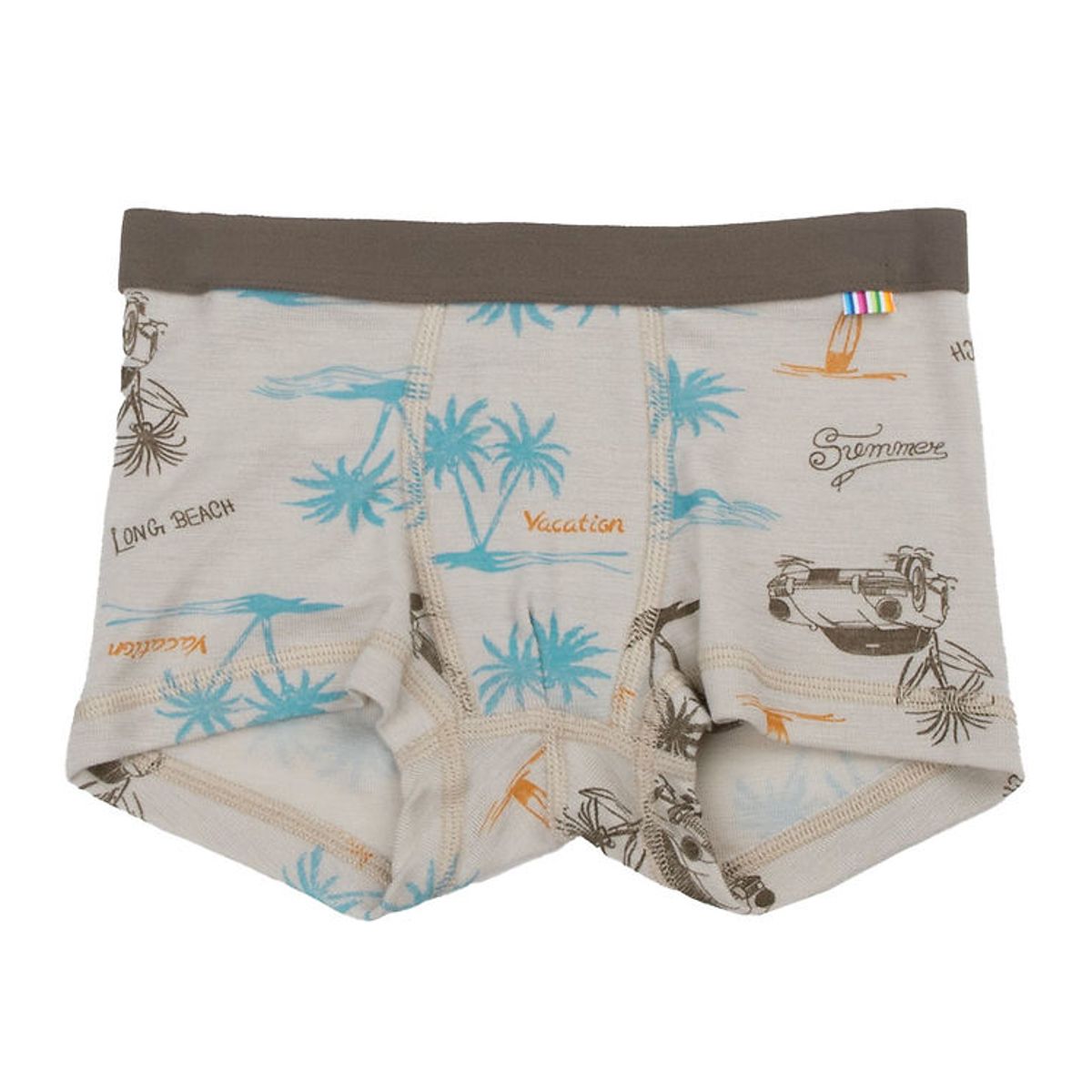 Joha Boxershorts - Uld/Silke - Beige m. Print