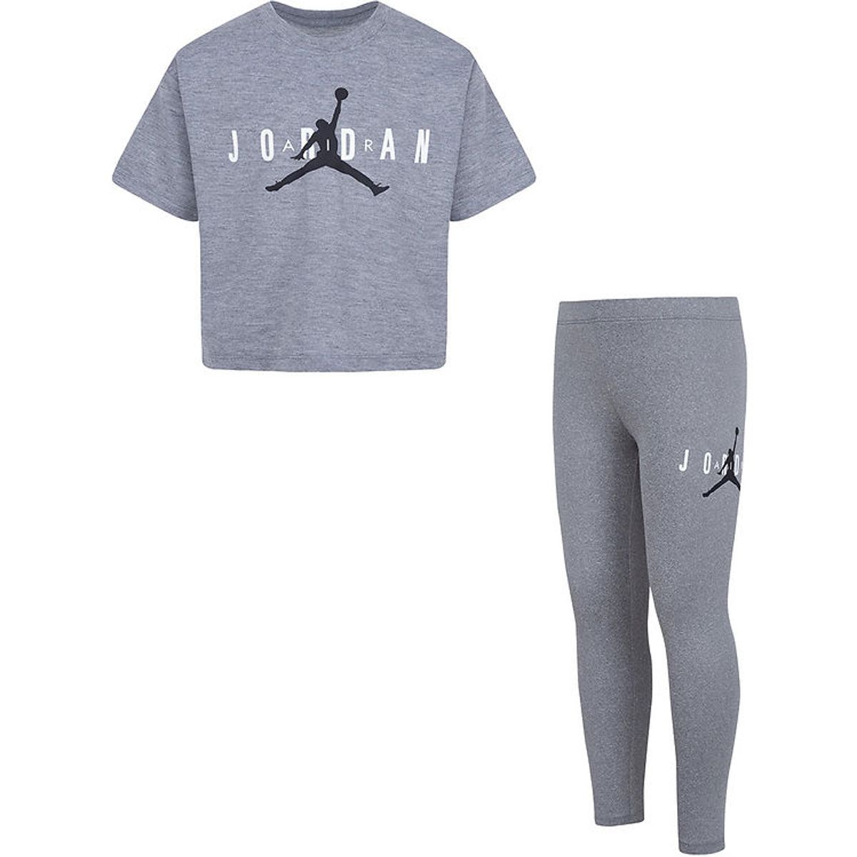 Jordan T-Shirt/Leggings - Gråmeleret m. Logo