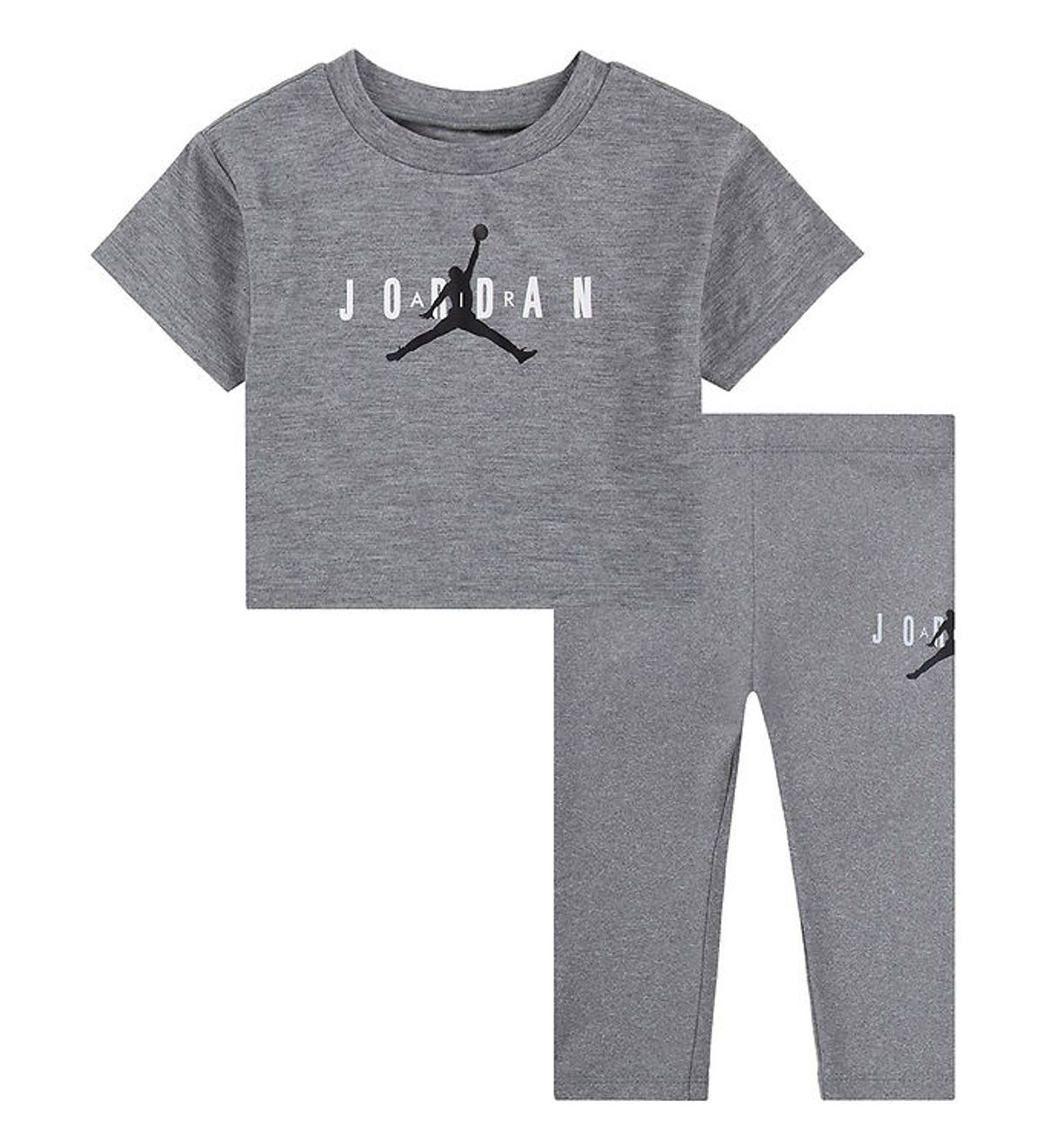 Jordan T-Shirt/Leggings - Gråmeleret m. Logo