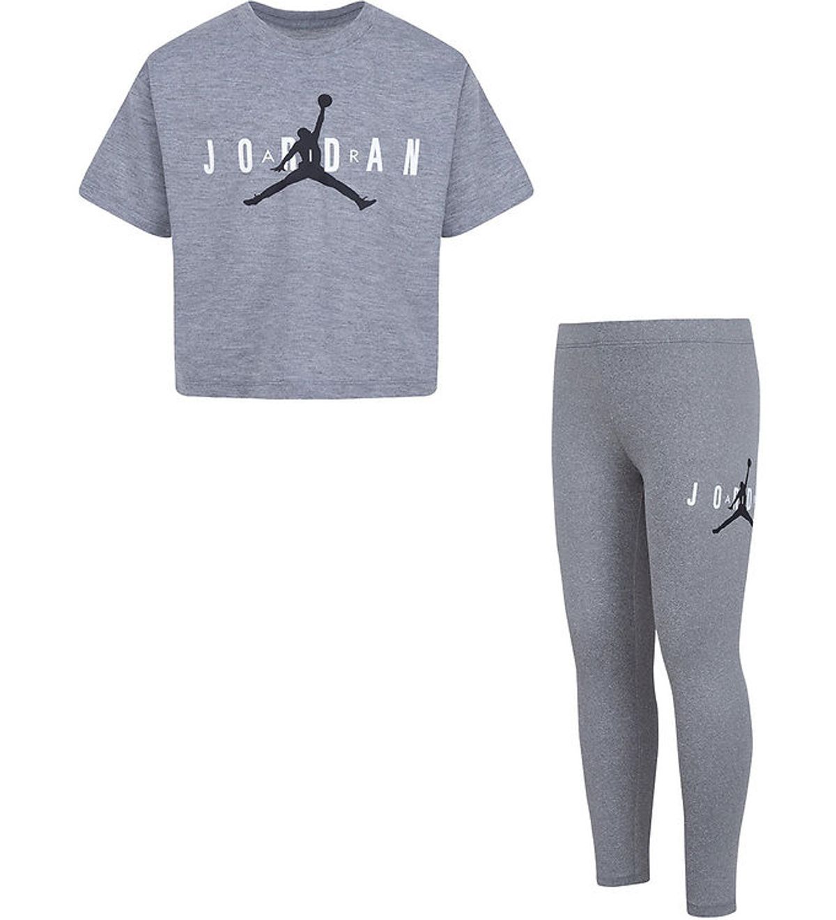 Jordan T-Shirt/Leggings - Gråmeleret m. Logo