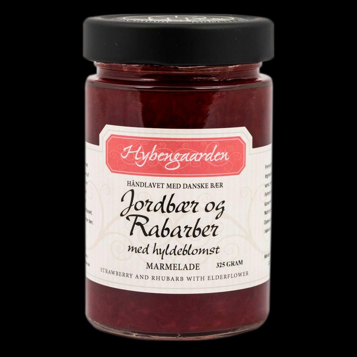 Jordbær/Rabarber/Hyldeblomst marmelade 325g