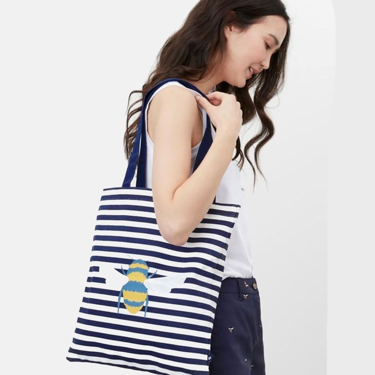 Joules - stribet canvas taske