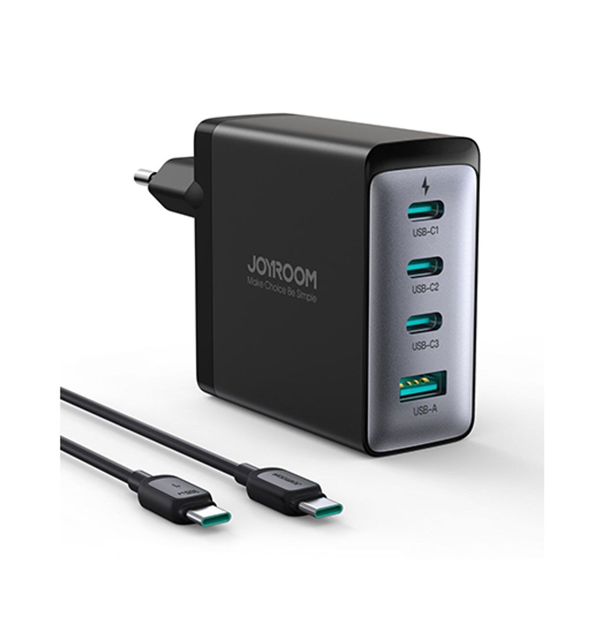 JOYROOM&trade; | 4-i-1 Vægoplader 100W M. (USB-C til USB-C-kabel)