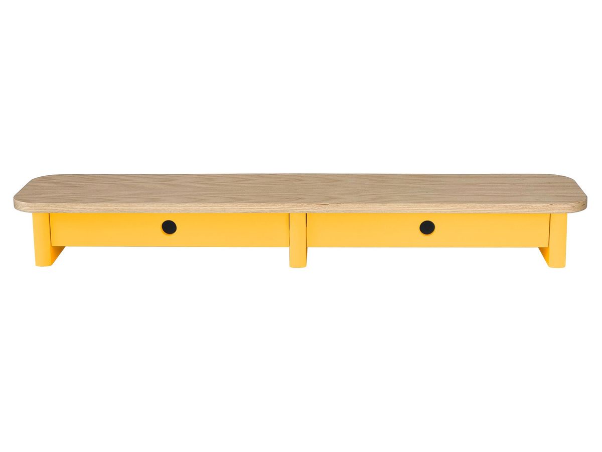 JUBI 109cm monitorskærmstativ med skuffer Ash Broom Yellow