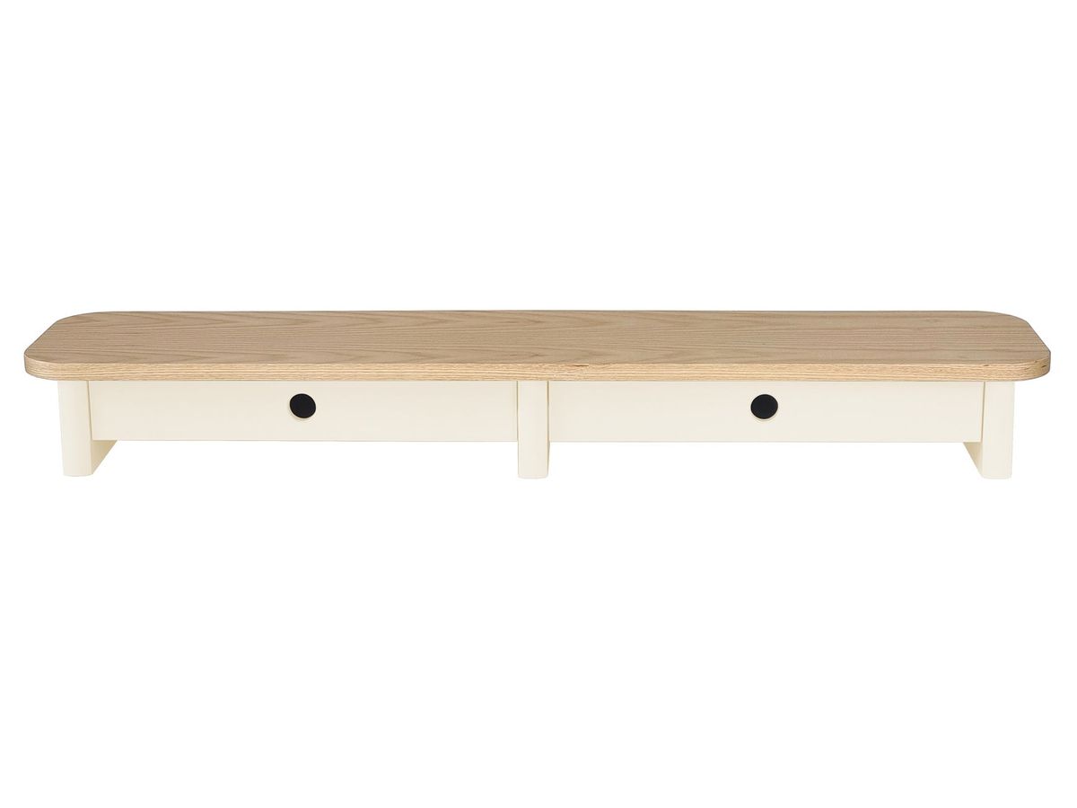 JUBI 109cm monitorskærmstativ med skuffer Ash Chalk White