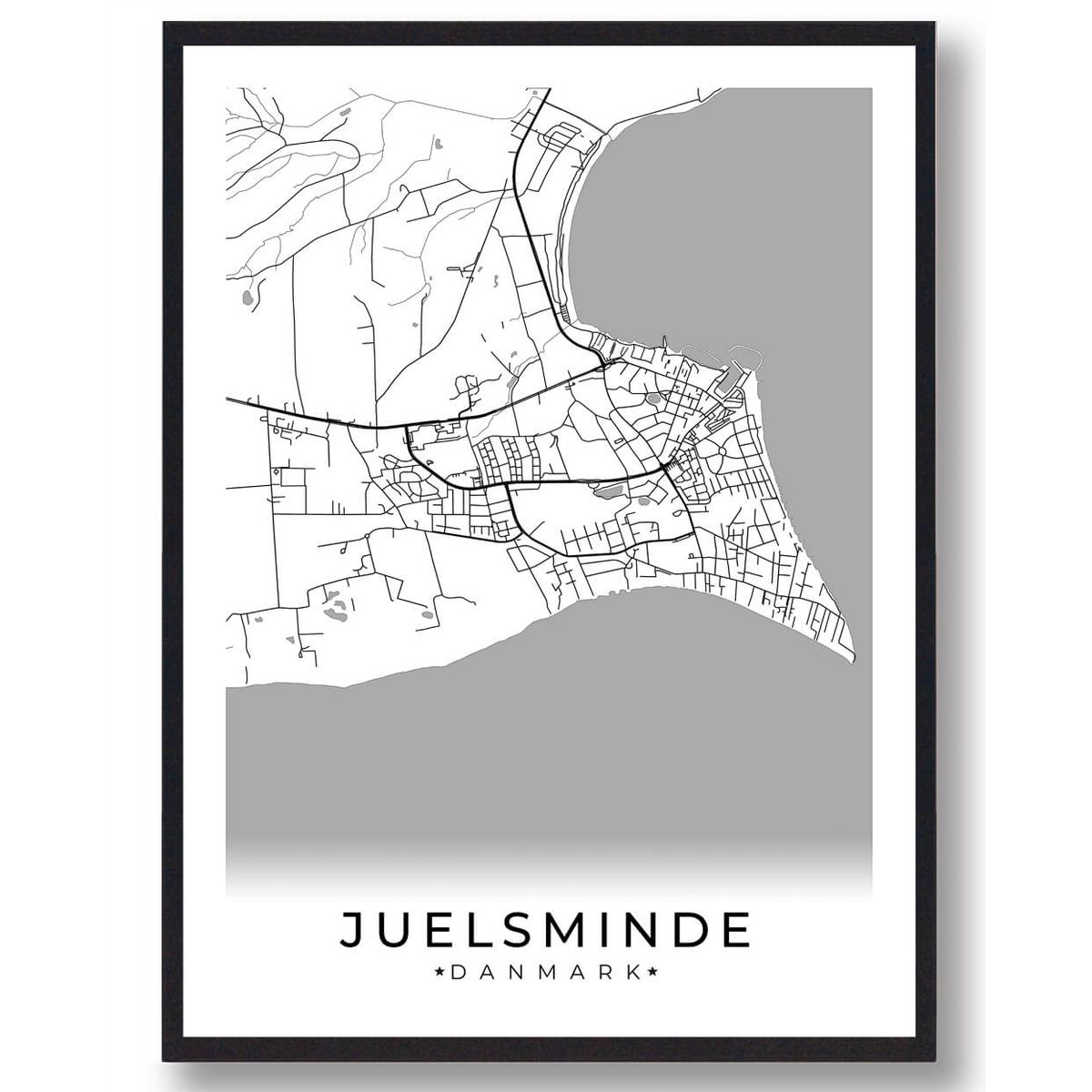 Juelsminde by plakat - hvid (Størrelse: S - 21x29,7cm (A4))