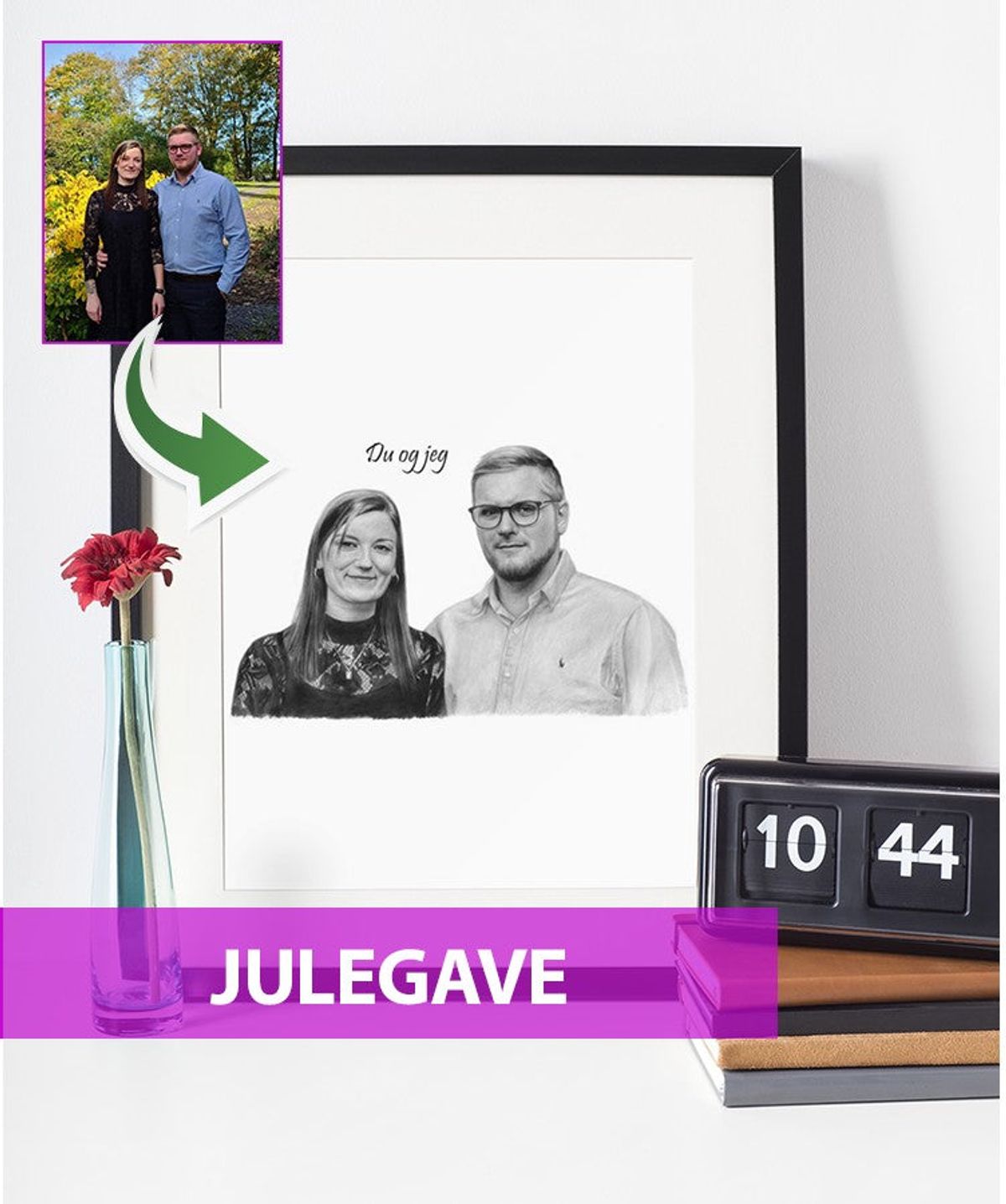 Julegave - Portrættegning efter dine fotos