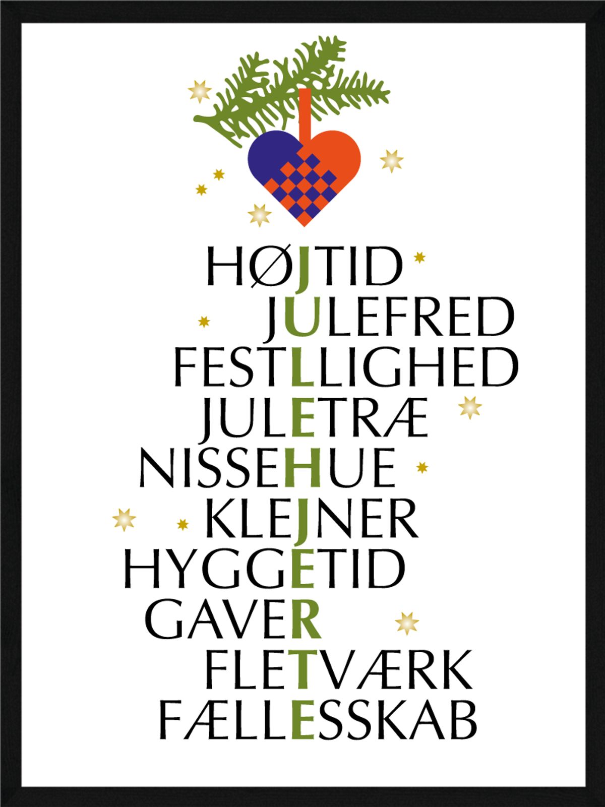 Julehjerte citat juleplakat