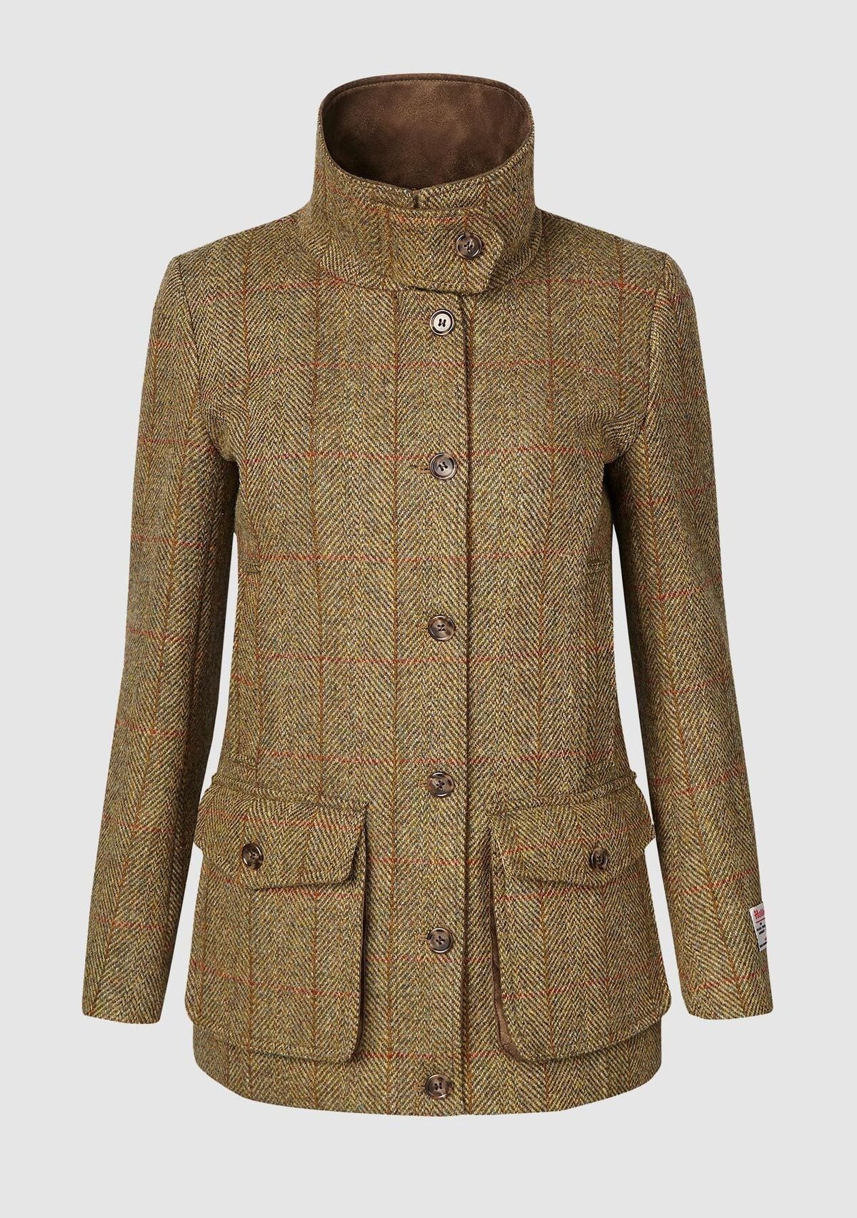 Juliet Ladies Field Coat Harris Tweed, mustard herringbone - L (16)