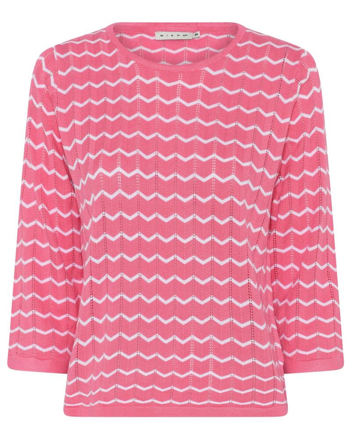 Jumper - Basic Viscose Stripe - Pink/Hvid - Micha