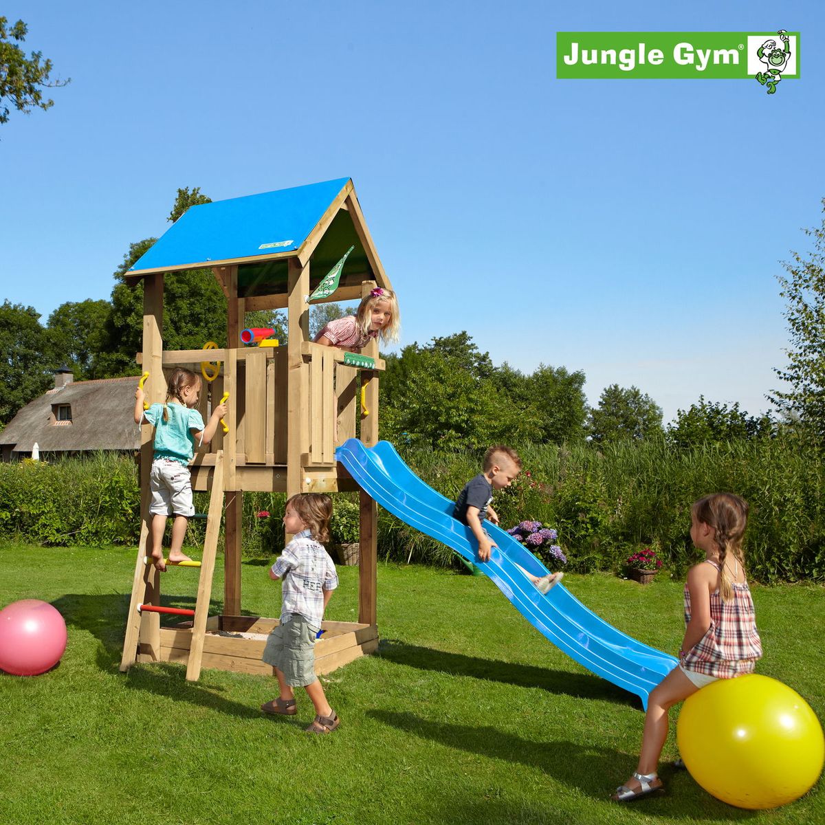 Jungle Gym Castle legetårn komplet inkl. rutschebane